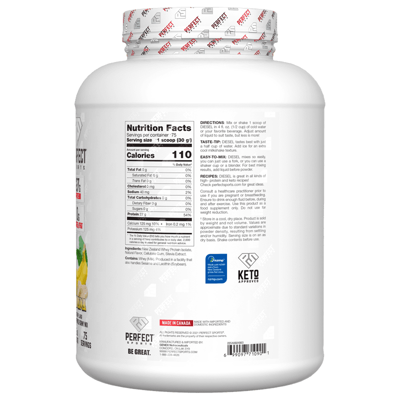 Perfect Sports, Diesel, New Zealand Whey Isolate, Banana, 5 lb (2.27 kg)