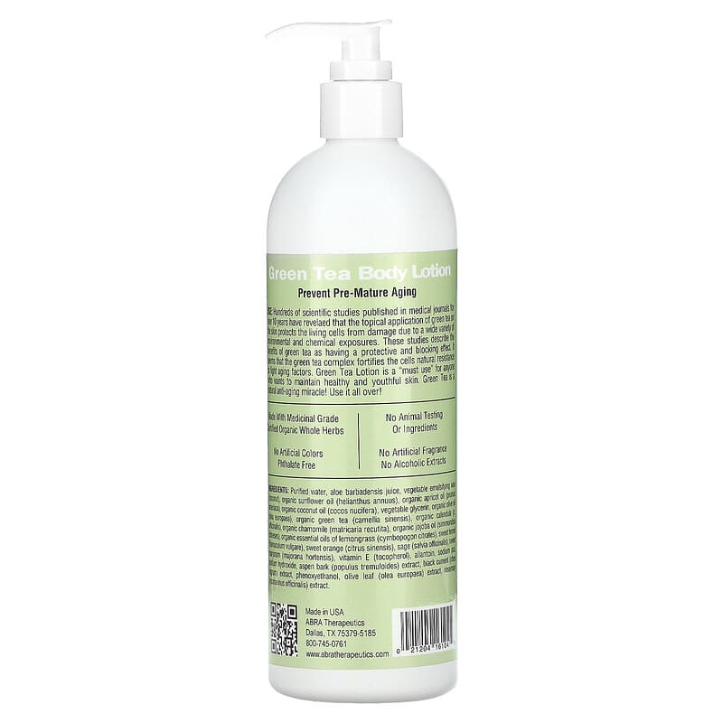 Abracadabra, Abra Therapeutics, Green Tea Therapeutic Lotion, 16 fl oz (475 ml)