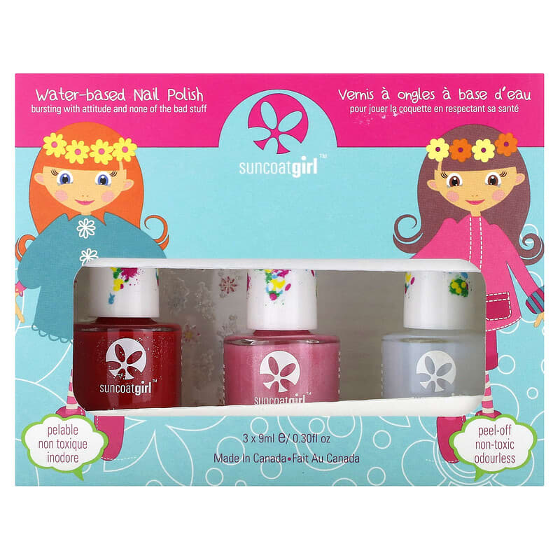 SuncoatGirl, Water-Based Nail Polish, Ballerina Beauty, 3 Piece Kit