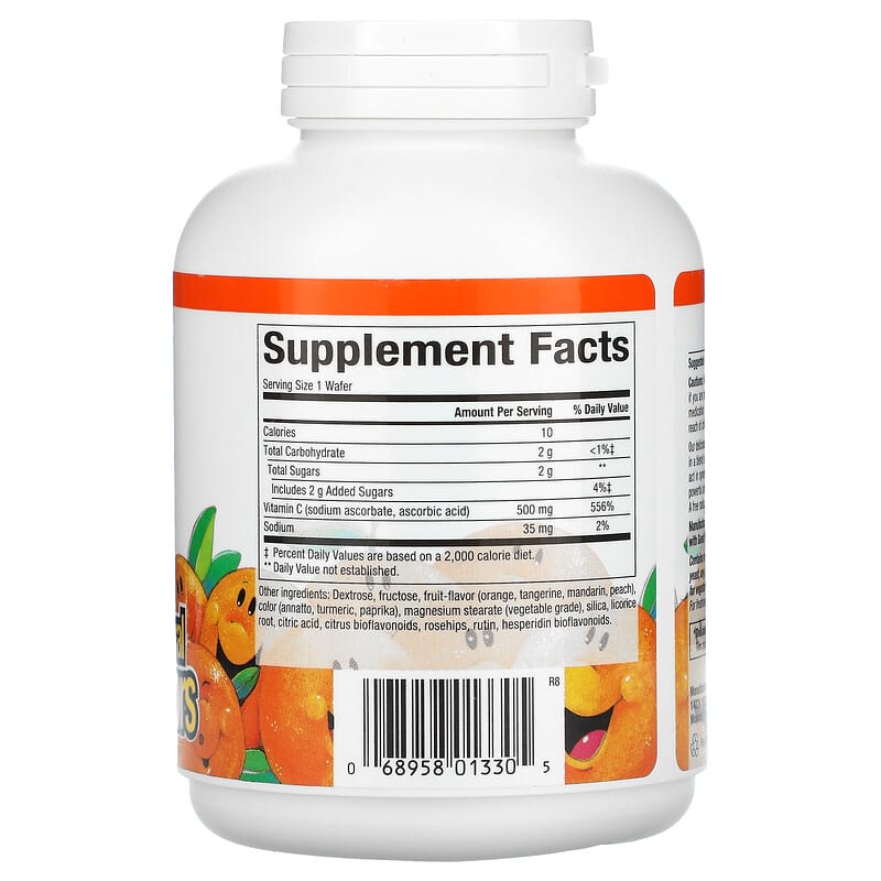 Natural Factors, Fruit-Flavor Chew Vitamin C, Tangy Orange, 500 mg, 90 Chewable Wafers