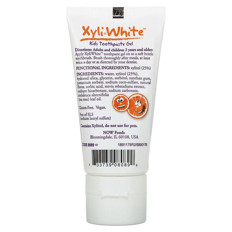 NOW Foods, Solutions, Xyli-White, Kids Toothpaste Gel, Orange Splash, 3 oz (85 g)