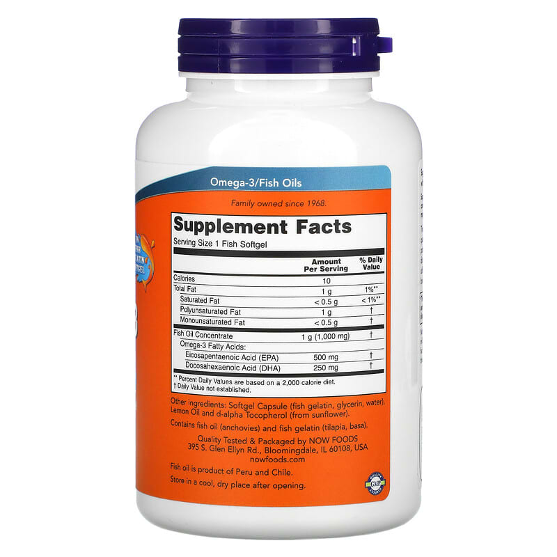 NOW Foods, Ultra Omega-3, 500 EPA / 250 DHA, 180 Fish Softgels