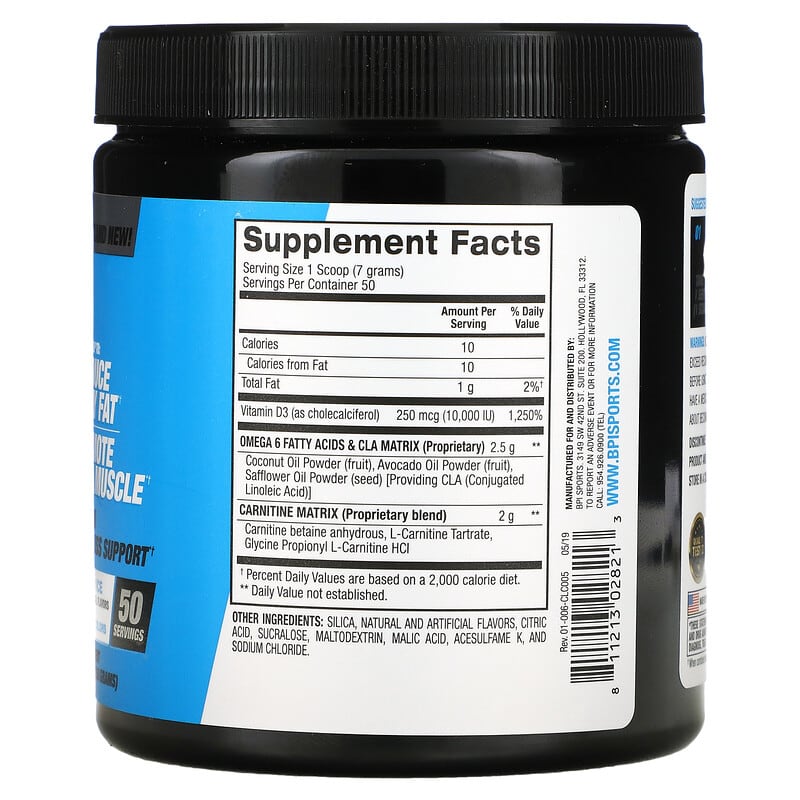 BPI Sports, CLA + Carnitine, Rainbow Ice, 12.34 oz (350 g)