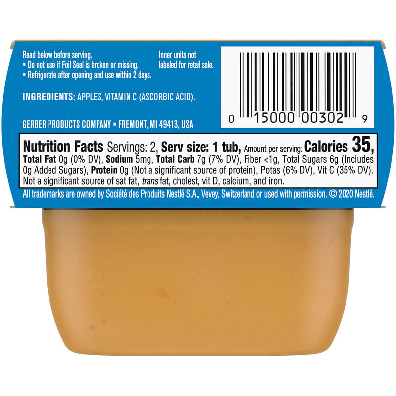 Gerber, Natural for Baby, 1st Foods, Apple, 2 Pack, 2 oz (56 g) Each