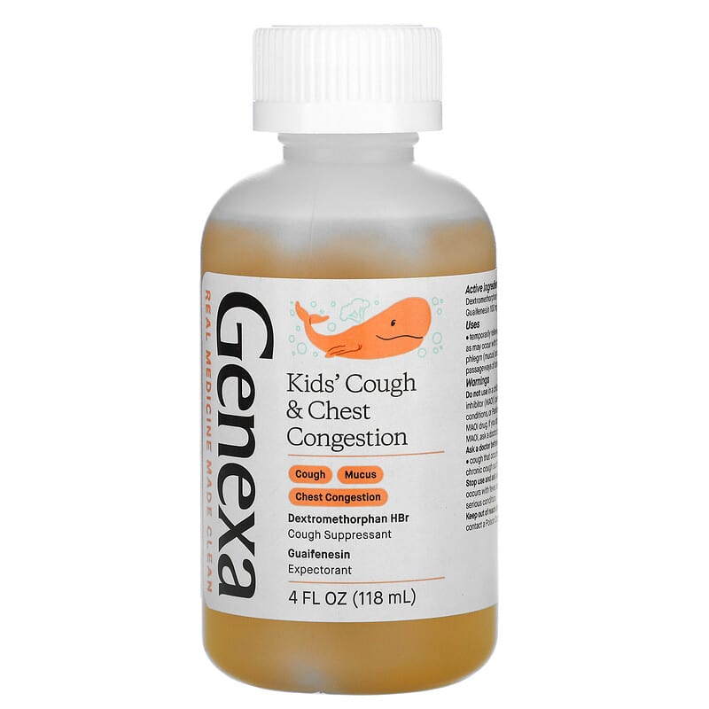 Genexa LLC, Kid's Cough & Chest Congestion, Ages 4+, Organic Blueberries, 4 fl oz (118 ml)