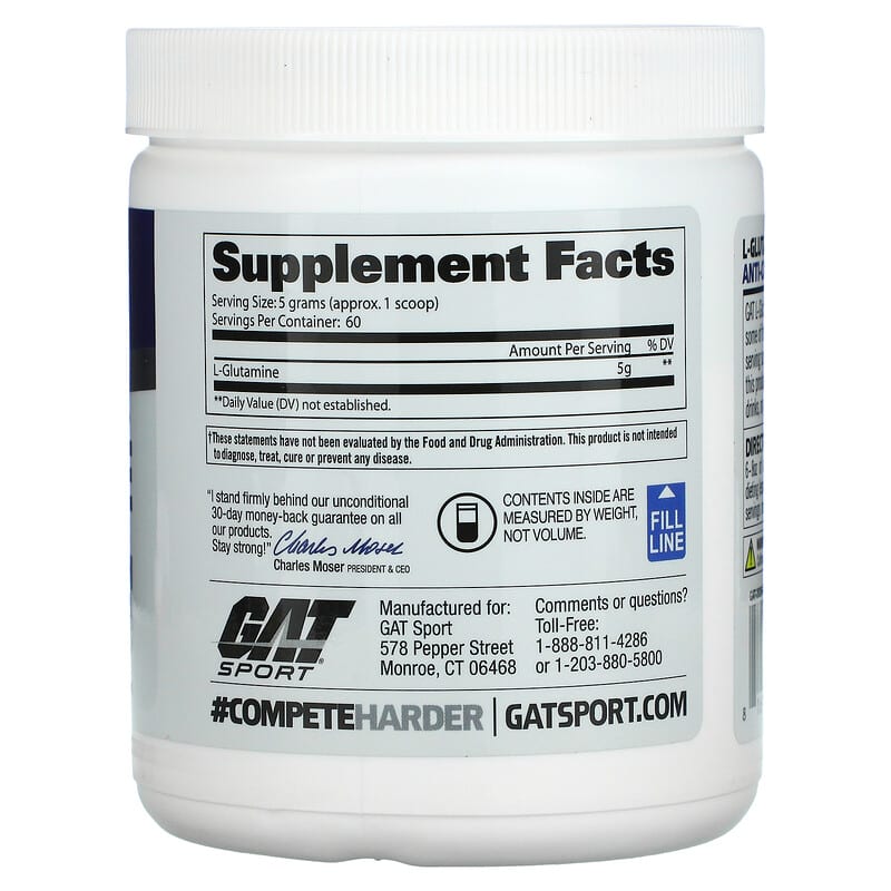 GAT, L-Glutamine, Unflavored, 10.58 oz (300 g)