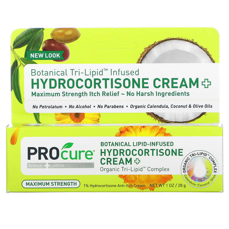 Procure, Botanical Tri-Lipid Infused Hydrocortisone Cream, Maximum Strength, 1 oz (28 g)