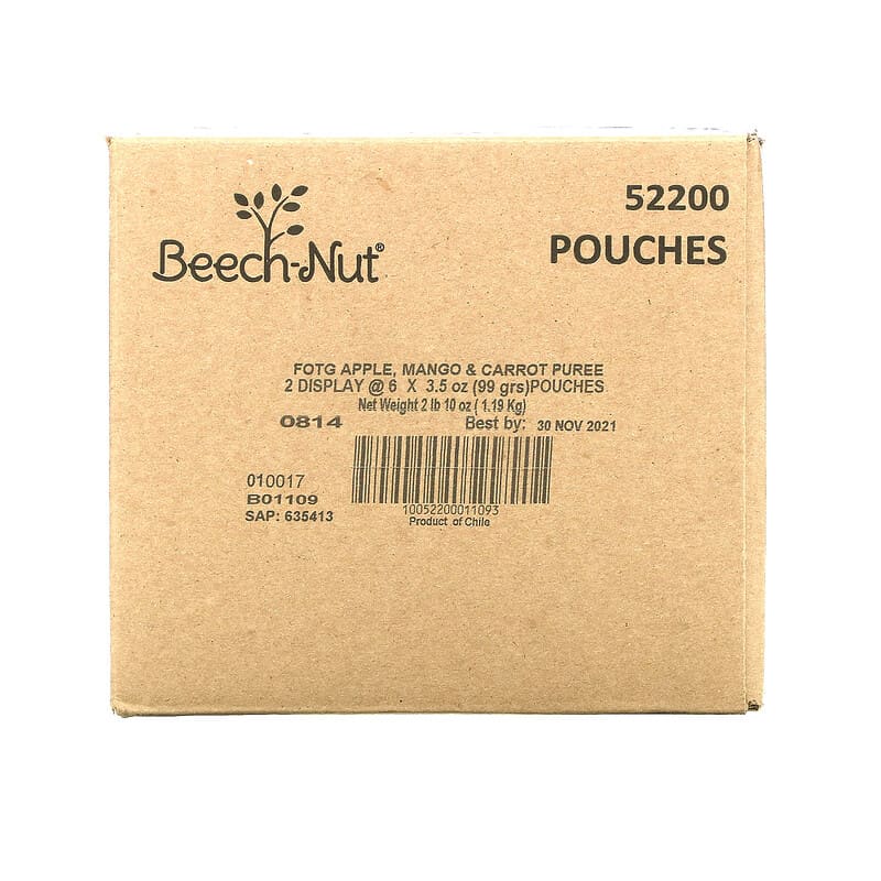 Beech-Nut, Fruities, 6+ Months, Apple, Mango & Carrot, 12 Pouches, 3.5 oz (99 g) Each