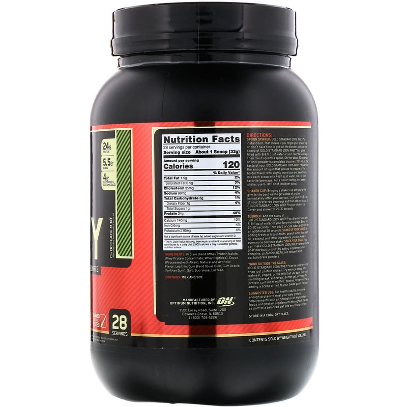 Optimum Nutrition, Gold Standard 100% Whey, Chocolate Mint, 1.97 lb (896 g)