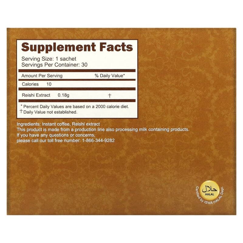 Longreen Corporation, 2 in 1 Reishi Coffee, 30 Bags, 2.3 oz (65.4 g) Each
