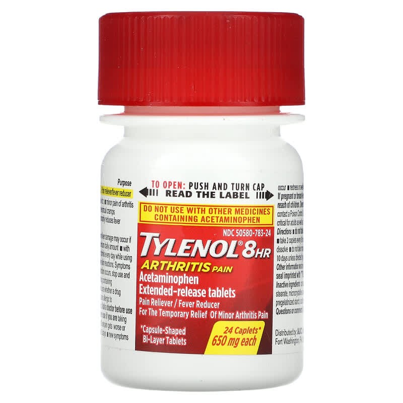 Tylenol, 8 HR Arthritis Pain, Pain Reliever Fever Reducer,  650 mg , 24 Caplets