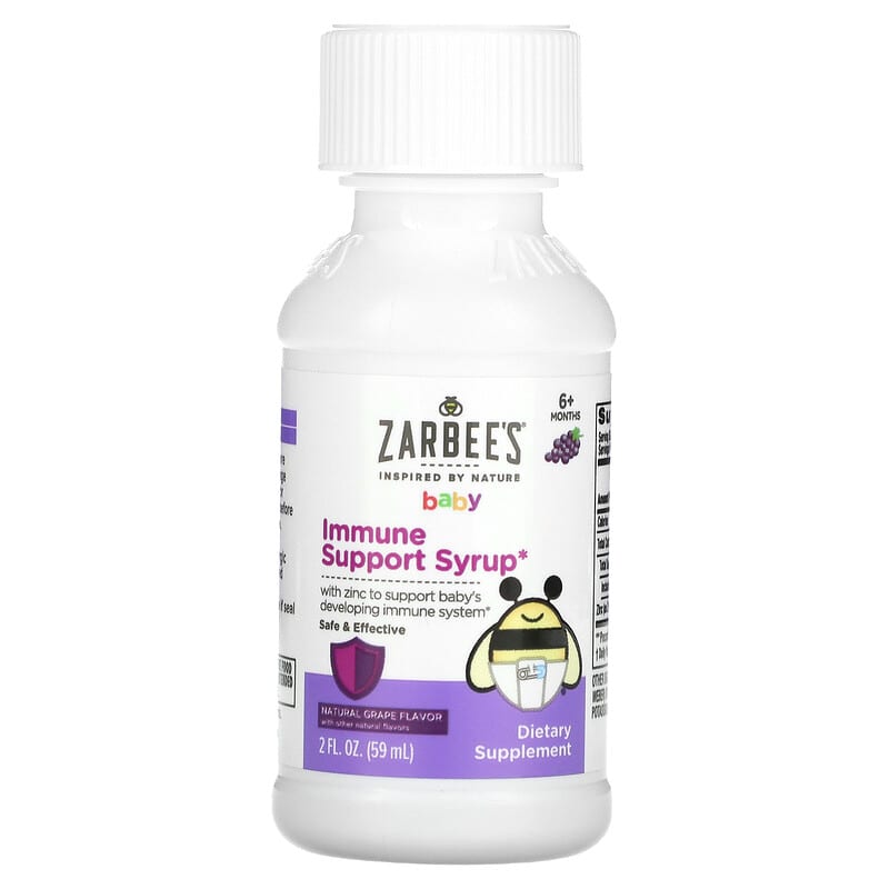 Zarbee's, Baby Immune Support Syrup, 6+ Months, Grape, 2 fl oz (59 ml)