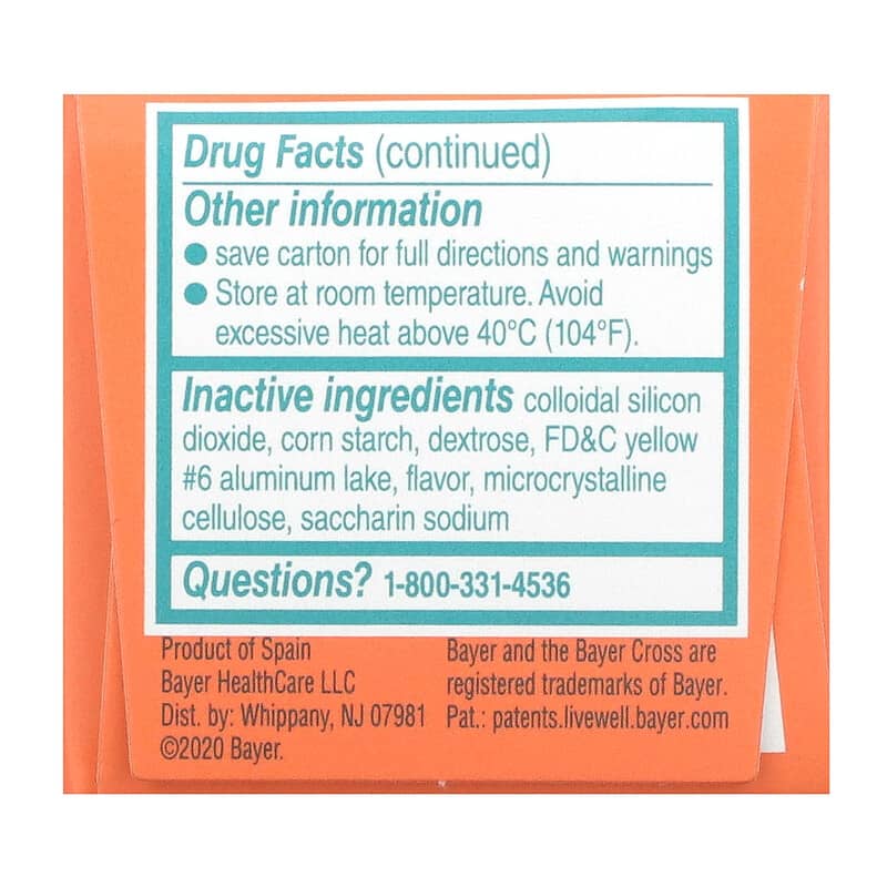 Bayer, Chewable Low Dose Aspirin Regimen, Orange, 81 mg, 36 Tablets