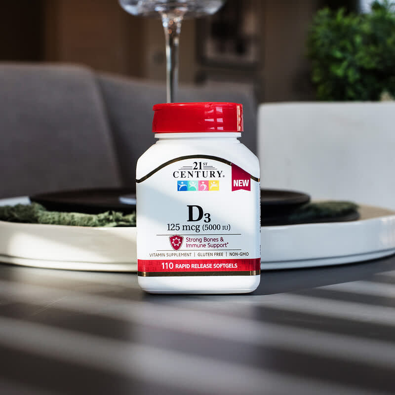 21st Century, Vitamin D3, 125 mcg (5,000 IU), 110 Rapid Release Softgels