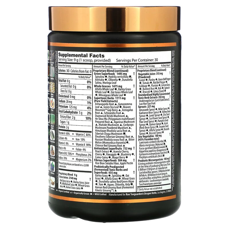 Dragon Herbs ( Ron Teeguarden ), Tonic Alchemy, The Ultimate SuperTonic Superfood Blend, 9.5 oz (270 g)