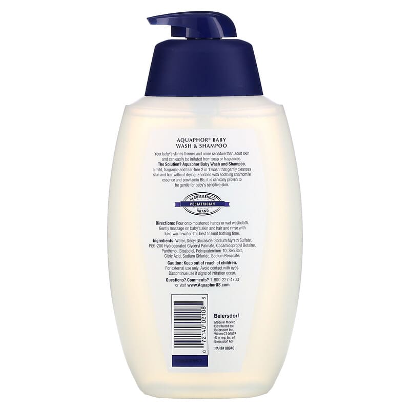 Aquaphor, Baby, Wash & Shampoo, Fragrance Free, 25.4 fl oz (750 ml)