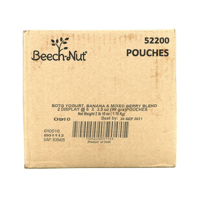 Beech-Nut, Breakfast, 12+ Months, Yogurt, Banana & Mixed Berry, 12 Pouches, 3.5 oz (99 g) Each