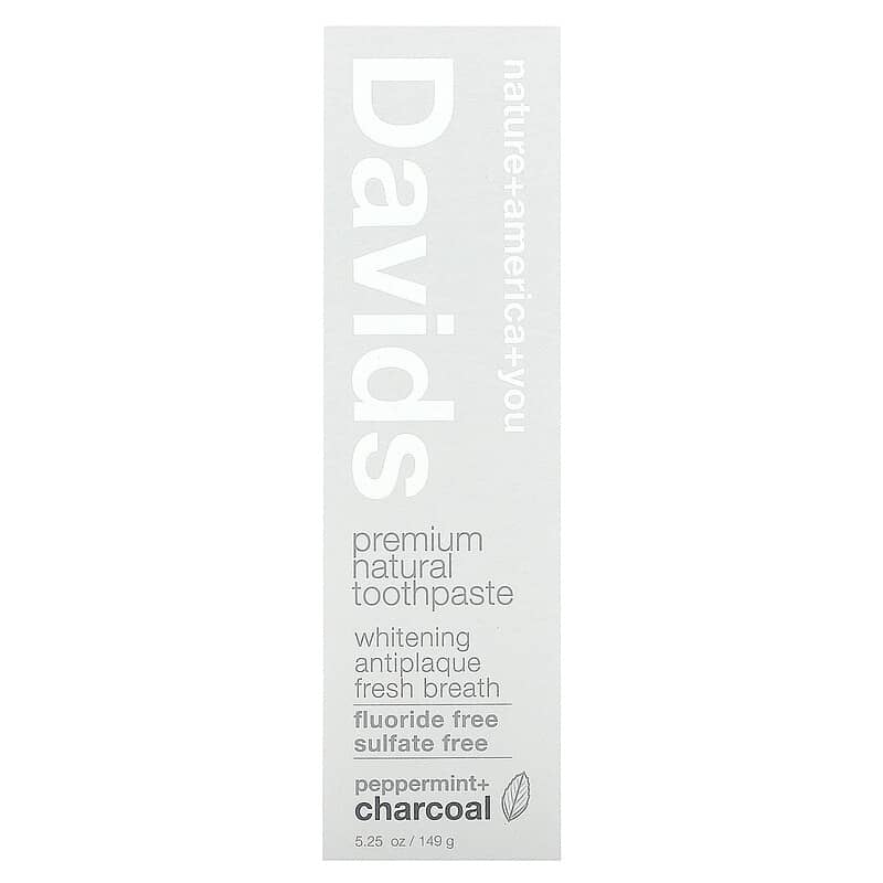 Davids Natural Toothpaste, Premium Natural Toothpaste, Peppermint + Charcoal, 5.25 oz (149 g)