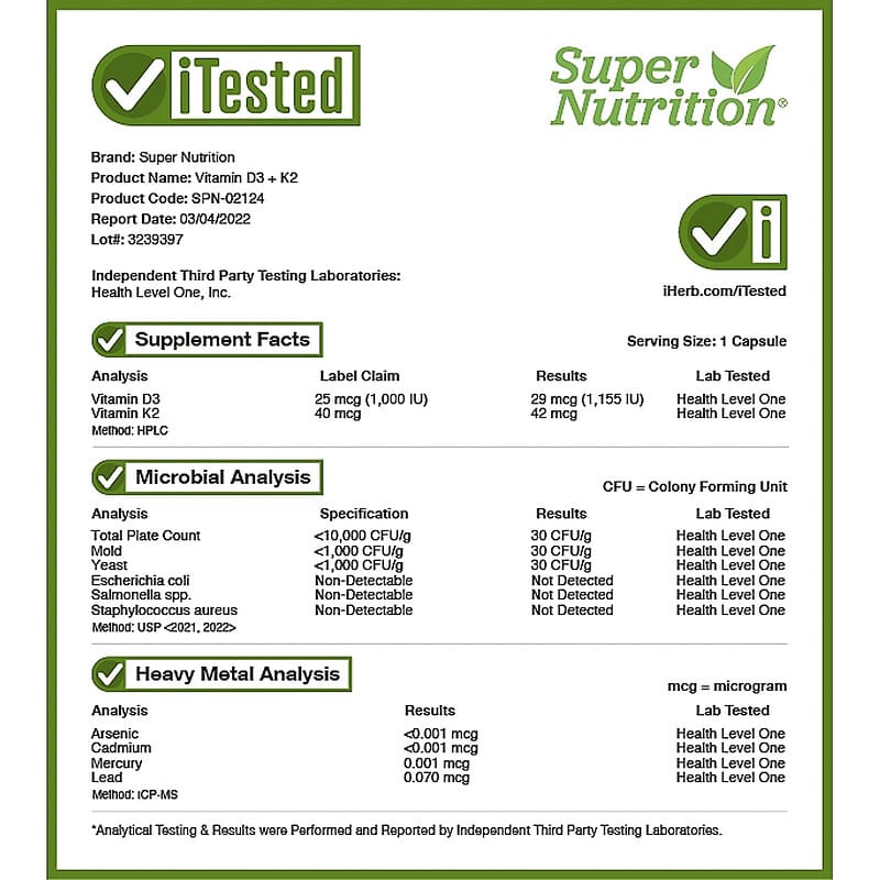 Super Nutrition, Vitamin D3 + K2, 240 Veggie Capsules