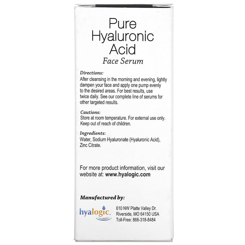 Hyalogic LLC, Pure Hyaluronic Acid Face Serum, 1 fl oz (30 ml)