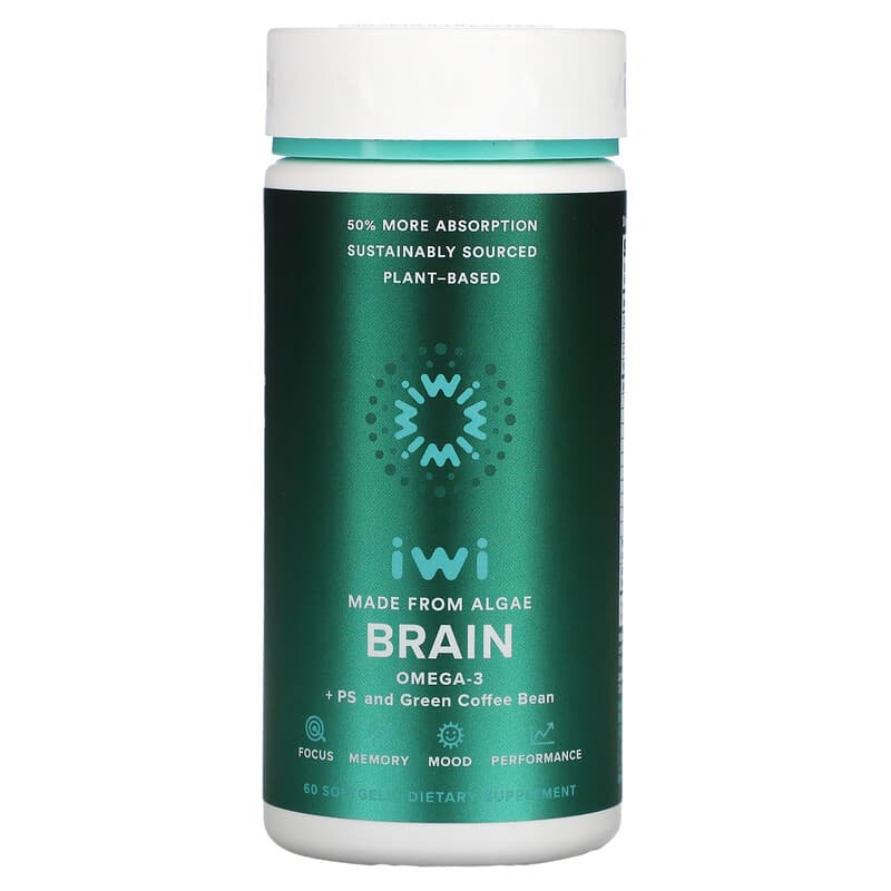 iWi, Brain, Omega-3 + PS and Green Coffee Bean, 60 Softgels