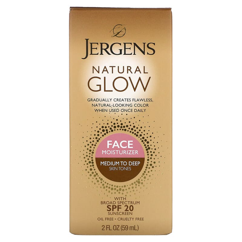 Jergens, Natural Glow, Face Moisturizer, SPF 20, Medium to Deep Skin Tones, 2 fl oz (59 ml)