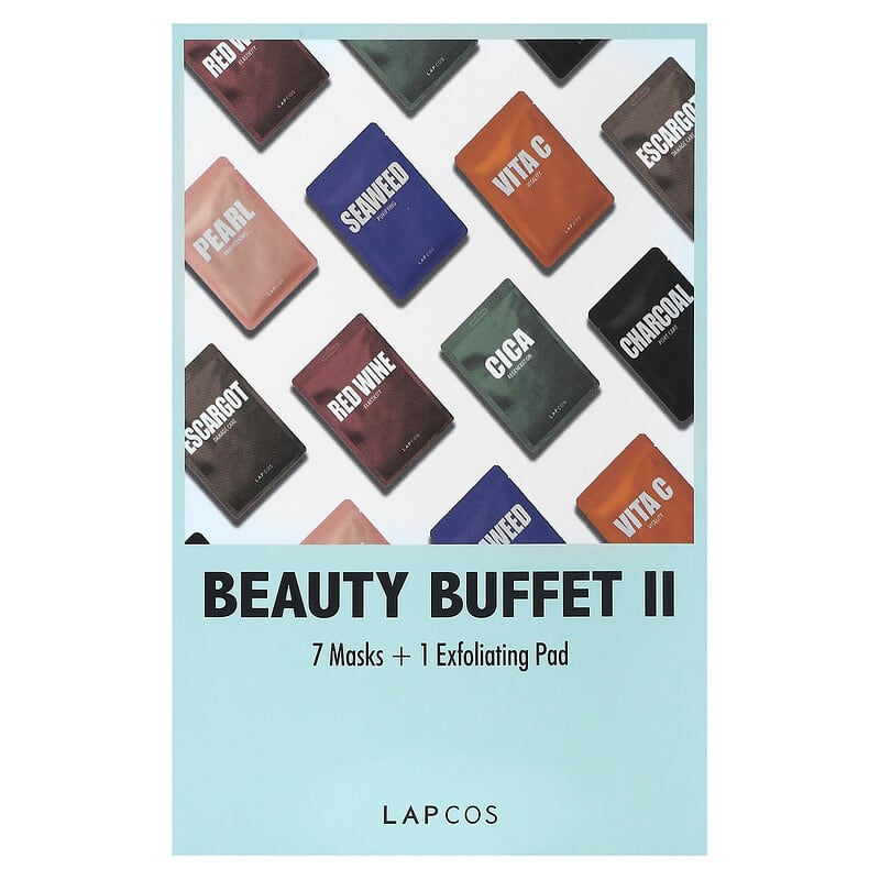 Lapcos, Beauty Buffet II, Variety Beauty Sheet Mask Set, 7 Sheets + 1 Pad