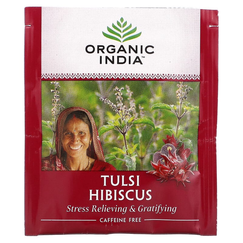 Organic India, Tulsi Tea, Hibiscus, Caffeine-Free, 18 Infusion Bags, 1.27 oz (36 g)