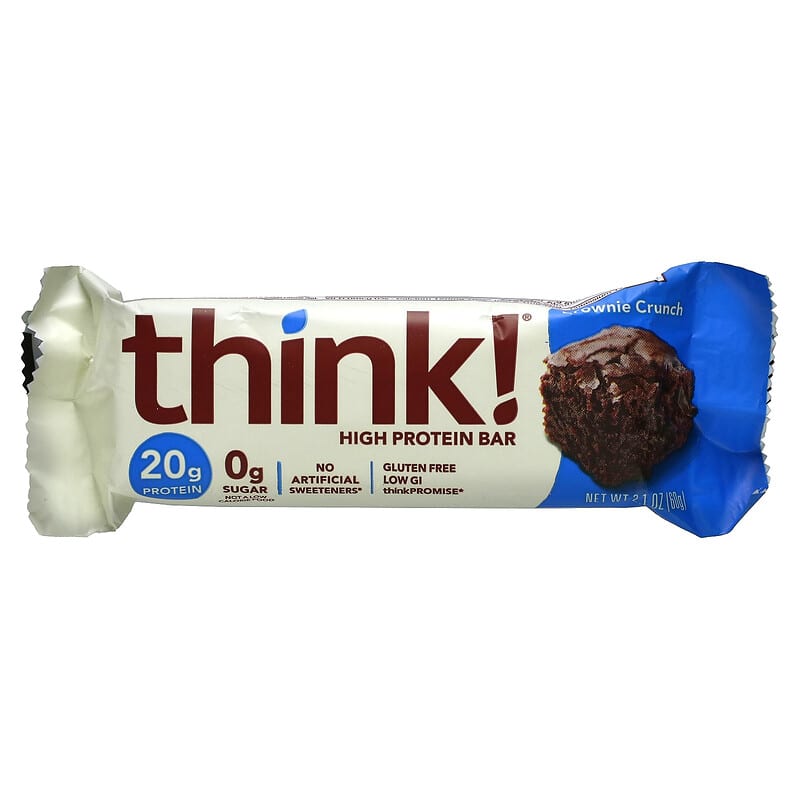 Think !, High Protein Bars, Brownie Crunch, 5 Bars, 2.1 oz (60 g) Each