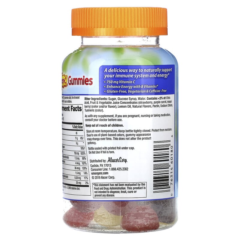 Emergen-C, Immune Support Gummies, Strawberry, Lemon & Blueberry, 45 Gummies