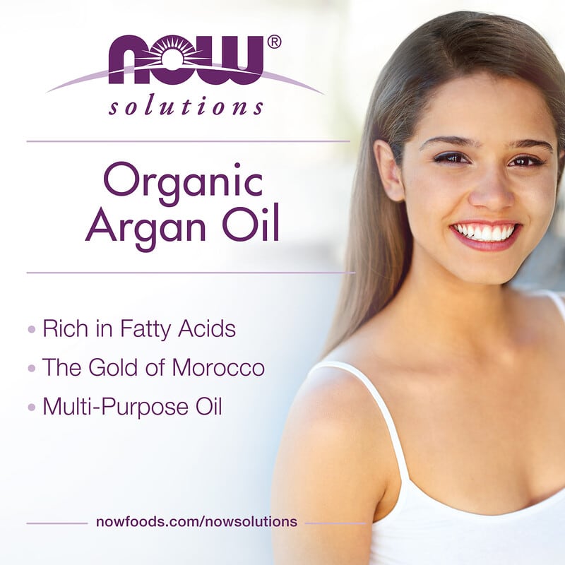 NOW Foods, Solutions, Certified Organic & 100% Pure Argan Oil, 2 fl oz (59 ml)