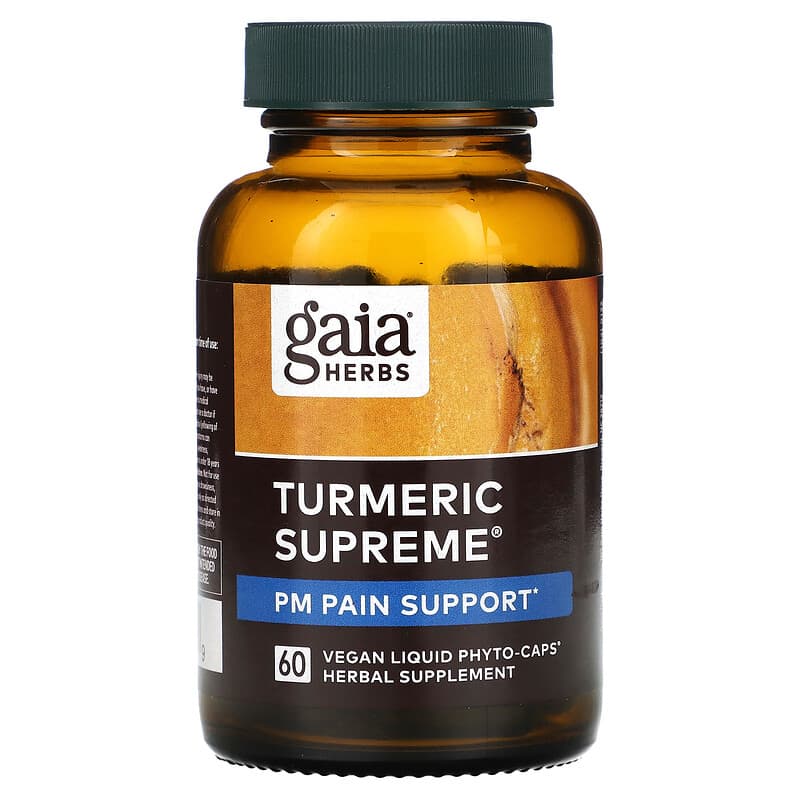 Gaia Herbs, Turmeric Supreme, PM Pain Support, 60 Vegan Liquid Phyto-Caps