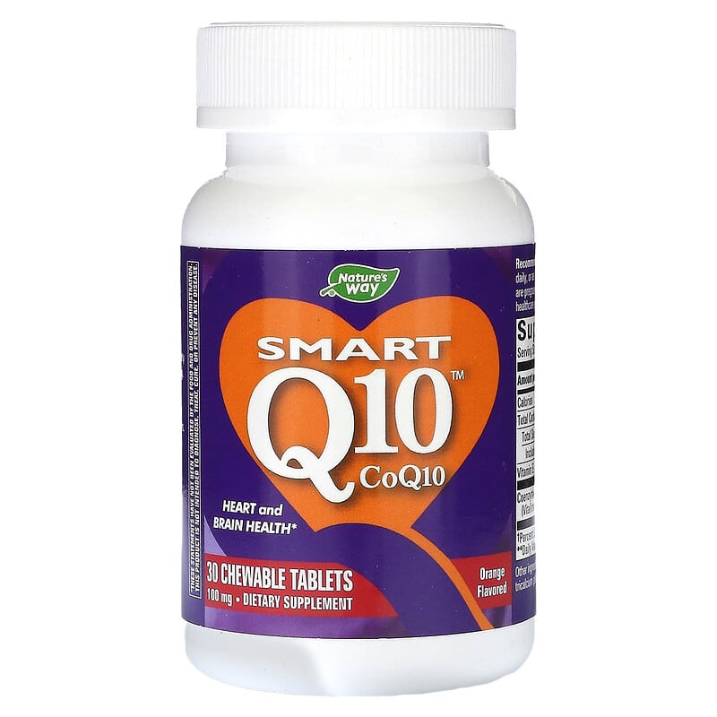 Nature's Way, Smart Q10, Orange, 100 mg , 30 Chewable Tablets