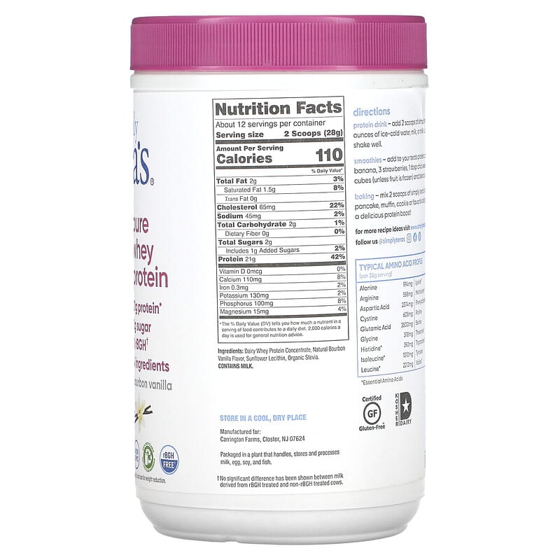 Simply Tera's, Grass Fed, Simply Pure Whey Protein, Bourbon Vanilla, 12 oz (340 g)