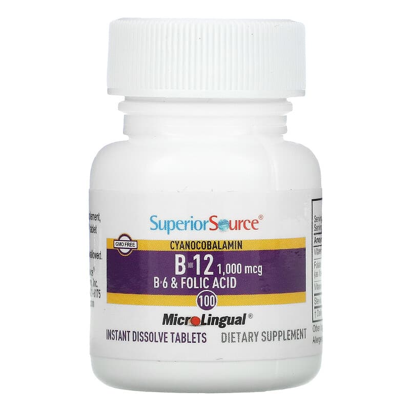 Superior Source, Cyanocobalamin B-12, 1,000 mcg, 100 MicroLingual Instant Dissolve Tablets