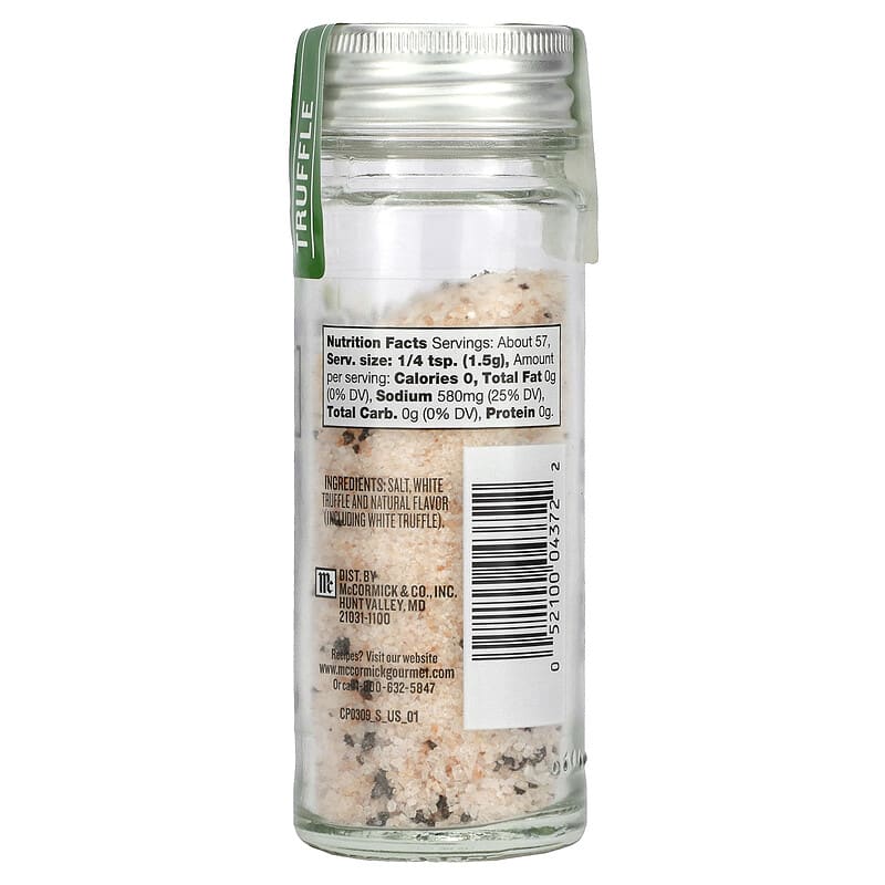 McCormick Gourmet Global Selects, White Summer Truffle Salt From France, Naturally Flavored, 3 oz (85 g)