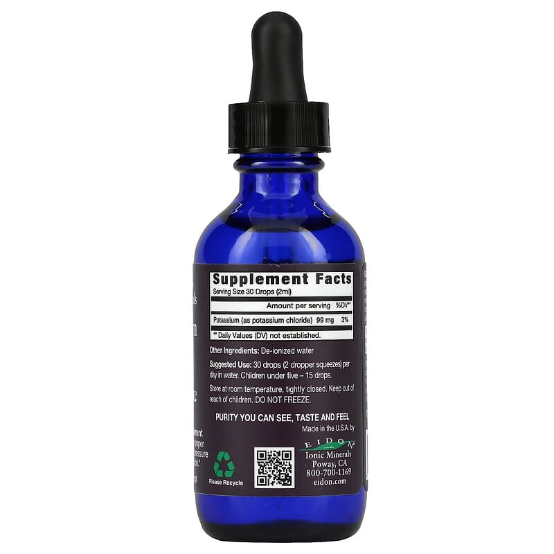 Eidon Mineral Supplements, Potassium Liquid Concentrate, 2 oz (60 ml)