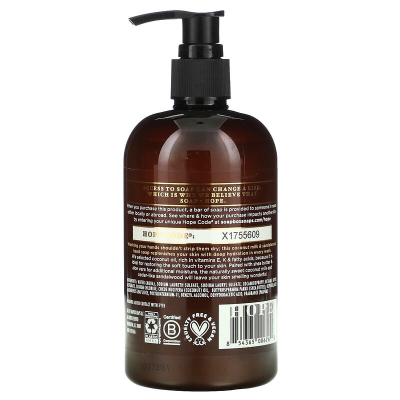 Soapbox, Liquid Hand Soap with Aloe & Shea, Coconut Milk & Sandalwood, 12 fl oz (354 ml)
