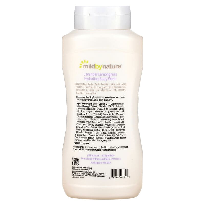 Mild By Nature, Hydrating Body Wash, Lavender Lemongrass, 16 fl oz (473 ml)