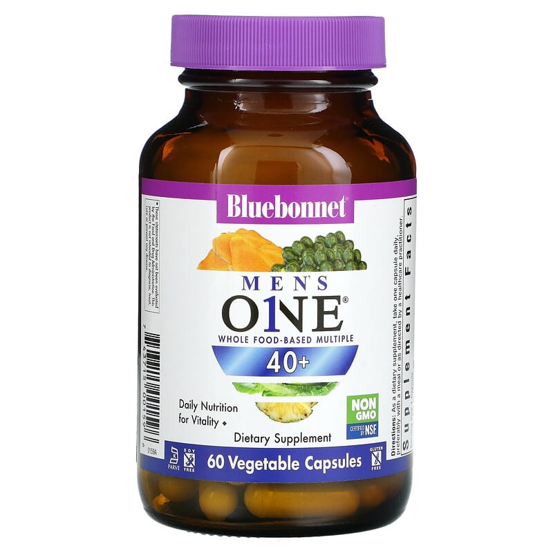 Bluebonnet Nutrition, Men's ONE, Whole Food- Based Multiple, 40+, 60 Vegetable Capsules