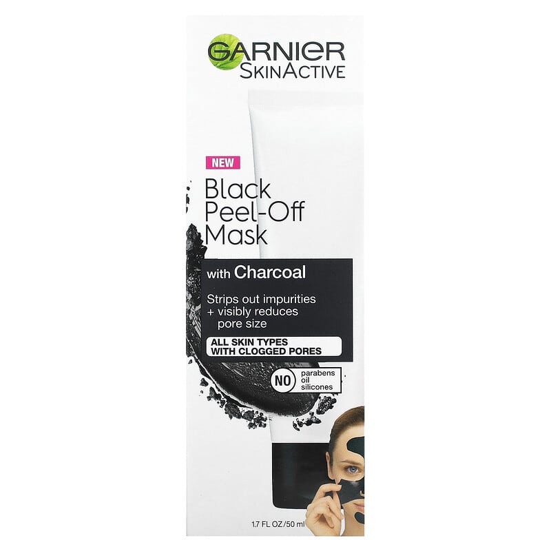 Garnier, SkinActive, Black Peel-Off Beauty Mask with Charcoal, 1.7 fl oz (50 ml)