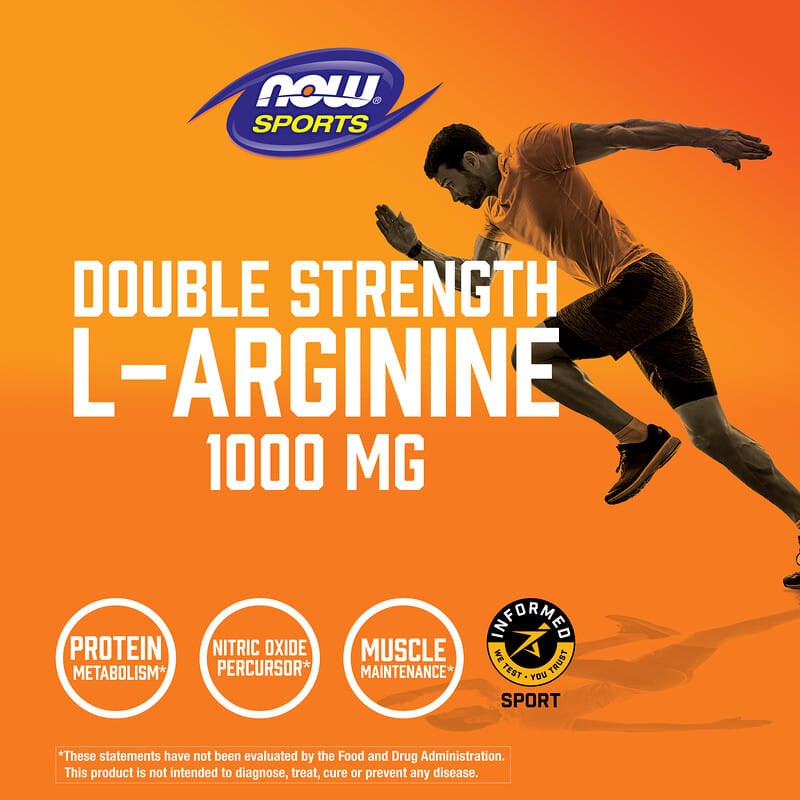 NOW Foods, Sports, Double Strength L-Arginine, 1,000 mg, 180 Tablets