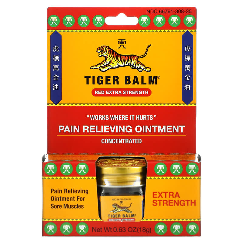 Tiger Balm, Pain Relieving Ointment, Extra Strength, 0.63 oz (18 g)