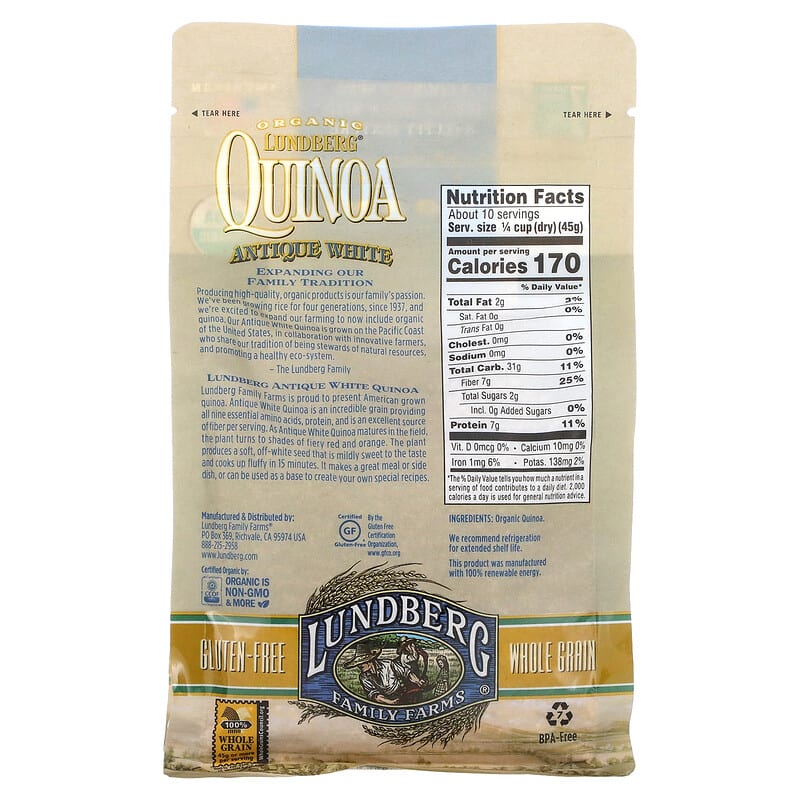 Lundberg, Organic Quinoa, Antique White, 16 oz (454 g)