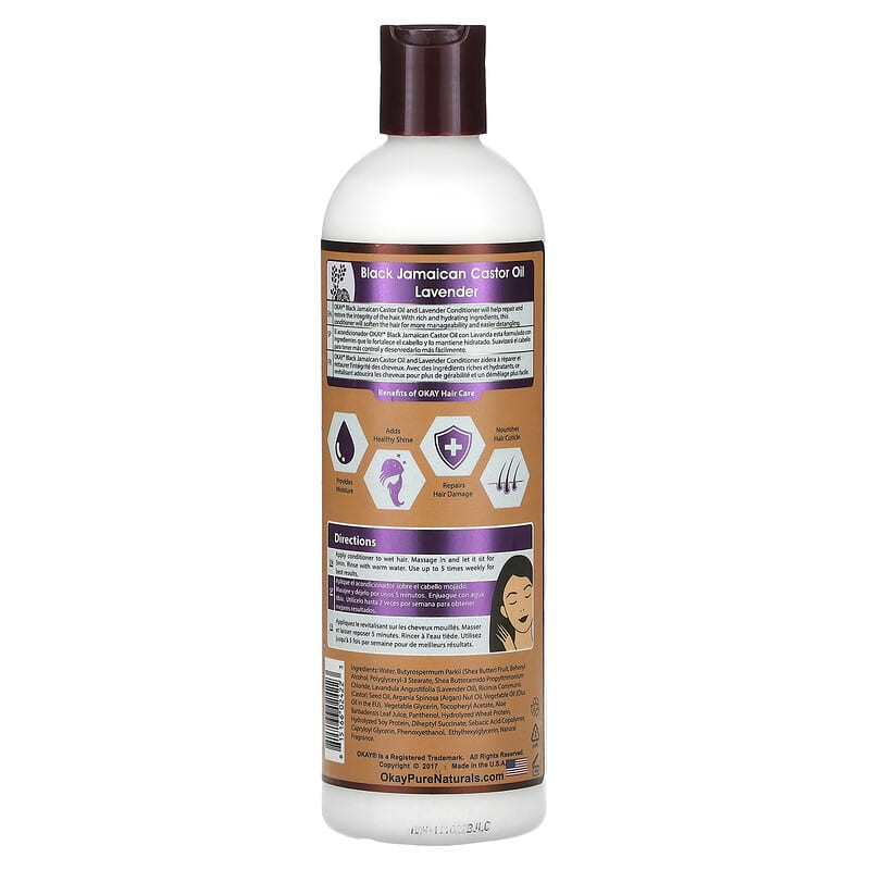 Okay Pure Naturals, Black Jamaican Castor Oil, Conditioner, Lavender, 12 fl oz (355 ml)