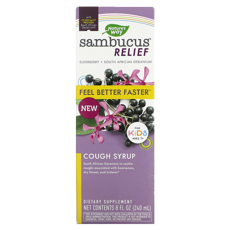 Nature's Way, Sambucus Relief, Cough Syrup, For Kids, Ages 1+, 8 fl oz (240 ml)