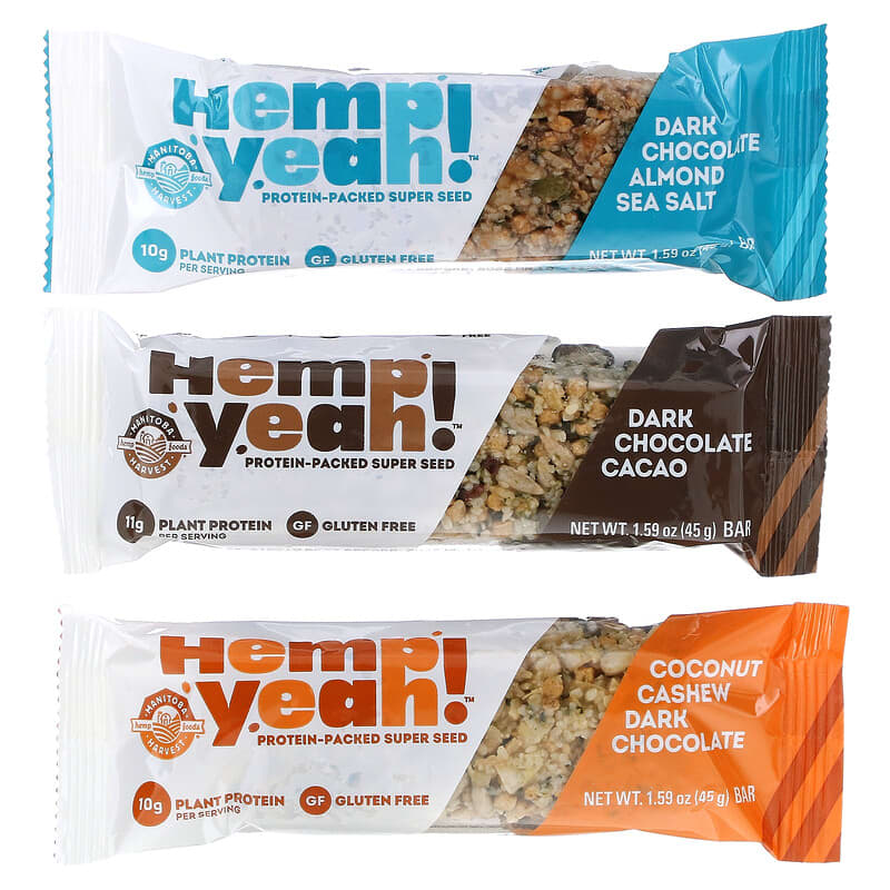 Manitoba Harvest, Hemp Yeah! Protein Bar, Variety Pack, 8 Bars, 1.59 oz (45 g) Each