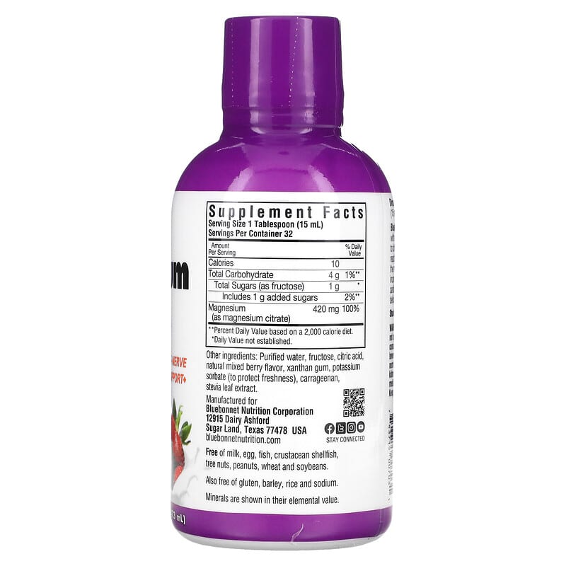 Bluebonnet Nutrition, Liquid Magnesium Citrate, Mixed Berry , 16 fl oz (473 ml)