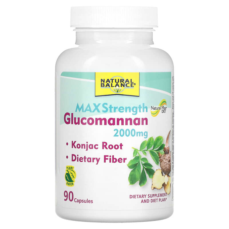 Natural Balance, Glucomannan, Maximum Strength, 666 mg, 90 Capsules