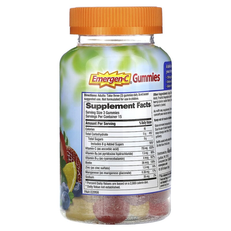 Emergen-C, Immune Support Gummies, Strawberry, Lemon & Blueberry, 45 Gummies